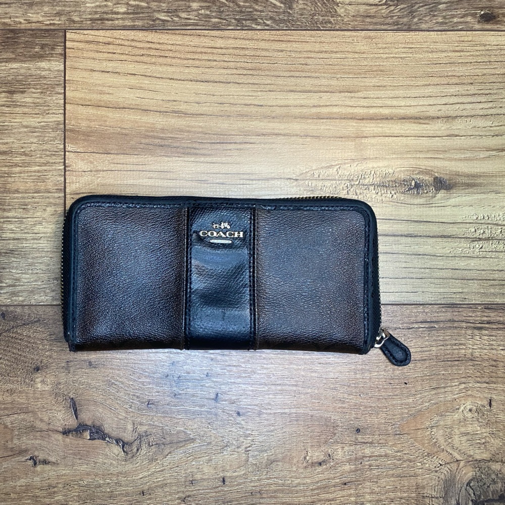 Coach Signature Long Wallet Brown Black
